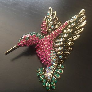 Hummingbird Vintage Crystals Pin Pendant OPCKR